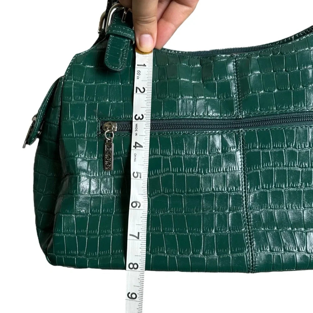MAXX New York Green Croc Embossed Leather Shoulder Bag Silver Hardware Mobwife - Picture 11 of 16